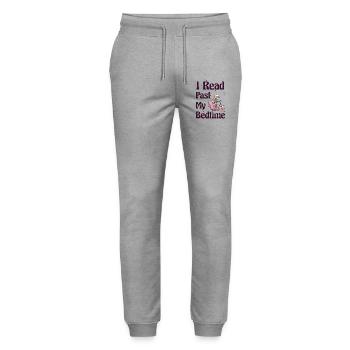 Je lis skeleton après le coucher - Pantalon de jogging bio MOVER Stanley/Stella unisexe - gris chiné - Devant - Marisol (170cm) & Nik (191cm)