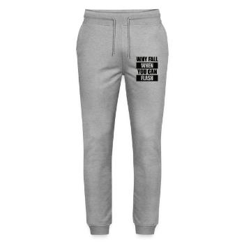 Warum Stürzen, Wenn Man Blitzen Kann Boulderer - Stanley/Stella Unisex Bio Jogginghose Mover  - Grau meliert - Vorne - Marisol (170cm) & Nik (191cm)