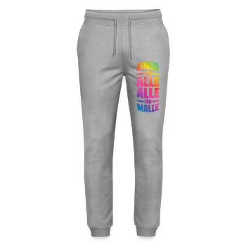 Malle all for a Mallorca saying - Stanley/Stella Mover Unisex Organic Jogging Trousers - heather grey - Front - Marisol (170cm) & Nik (191cm)