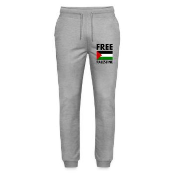 Free palestine - Stanley/Stella Unisex Bio Jogginghose Mover  - Grau meliert - Vorne - Marisol (170cm) & Nik (191cm)