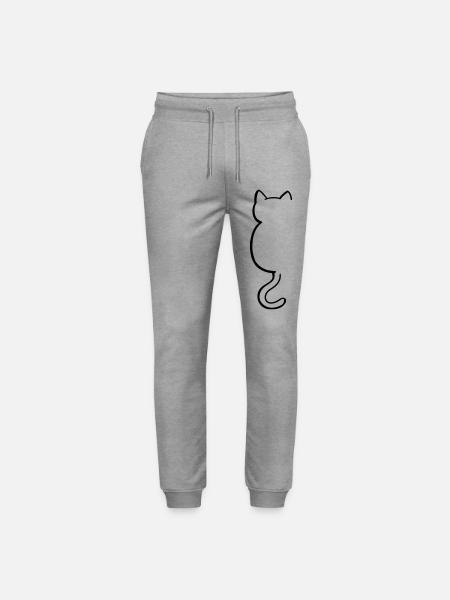 Cat silouette - Stanley/Stella Mover Unisex Organic Jogging Trousers - heather grey