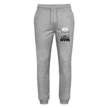 Defender lustig funny Geschenk - Stanley/Stella Unisex Bio Jogginghose Mover  - Grau meliert - Vorne - Marisol (170cm) & Nik (191cm)
