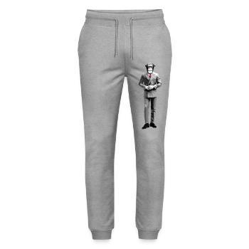 Geschäftsmann Affe in Anzug Streetart Stil - Stanley/Stella Unisex Bio Jogginghose Mover  - Grau meliert - Vorne - Marisol (170cm) & Nik (191cm)