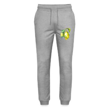 Fresh Lemon Watercolor - Stanley/Stella Mover Unisex Organic Jogging Trousers - heather grey - Front - Marisol (170cm) & Nik (191cm)