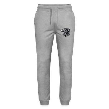 Eagle Head Black White - Stanley/Stella Mover Unisex Organic Jogging Trousers - heather grey - Front - Marisol (170cm) & Nik (191cm)