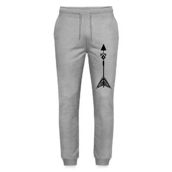 Schwarzes Symbol eines Pfeils der amerikanischen Ureinwohner - Stanley/Stella Unisex Bio Jogginghose Mover  - Grau meliert - Vorne - Marisol (170cm) & Nik (191cm)