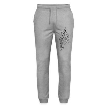 Man on climbing wall - Stanley/Stella Mover Unisex Organic Jogging Trousers - heather grey - Front - Marisol (170cm) & Nik (191cm)