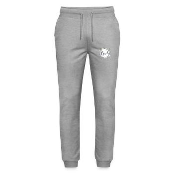 Bride Greenery & Blossom Bride - Stanley/Stella Mover Unisex Organic Jogging Trousers - heather grey - Front - Marisol (170cm) & Nik (191cm)