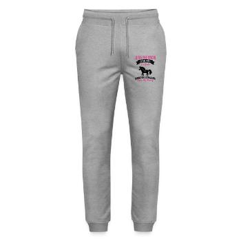 cadeau cheval poney besoin d'aller faire du poney - Pantalon de jogging bio MOVER Stanley/Stella unisexe - gris chiné - Devant - Marisol (170cm) & Nik (191cm)