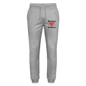 Doudou D'amour Cadeau Saint Valentin - Pantalon de jogging bio MOVER Stanley/Stella unisexe - gris chiné - Devant - Marisol (170cm) & Nik (191cm)