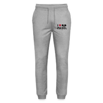 I Love Padel Valentine's Day for the padel player - Stanley/Stella Mover Unisex Organic Jogging Trousers - heather grey - Front - Marisol (170cm) & Nik (191cm)