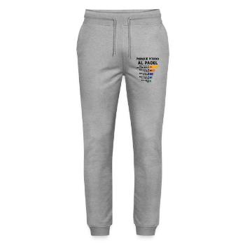 Padel Fun Player Why I Lose Padel - Stanley/Stella Mover Unisex Organic Jogging Trousers - heather grey - Front - Marisol (170cm) & Nik (191cm)