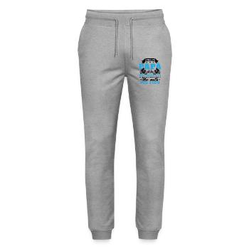 Un père motard et un père normal plus cool - Pantalon de jogging bio MOVER Stanley/Stella unisexe - gris chiné - Devant - Marisol (170cm) & Nik (191cm)