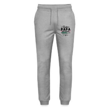 Homme Papa Bébé Futur Papa En fevrier - Pantalon de jogging bio MOVER Stanley/Stella unisexe - gris chiné - Devant - Marisol (170cm) & Nik (191cm)