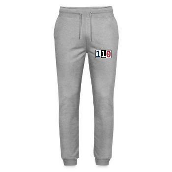 110 - Stanley/Stella Mover Unisex Organic Jogging Trousers - heather grey - Front - Marisol (170cm) & Nik (191cm)