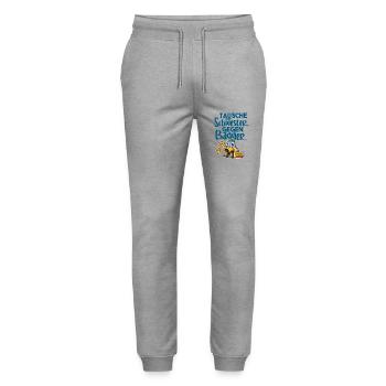 Tausche Schwester Gegen Bagger - Stanley/Stella Unisex Bio Jogginghose Mover  - Grau meliert - Vorne - Marisol (170cm) & Nik (191cm)