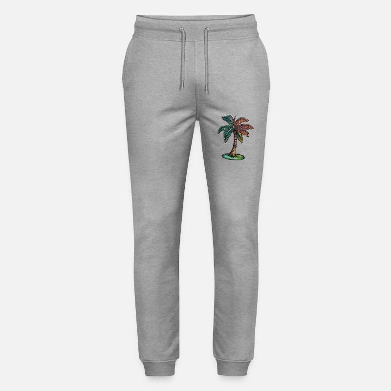 Palm Tree Beach - Stanley/Stella Mover Unisex Organic Jogging Trousers - heather grey