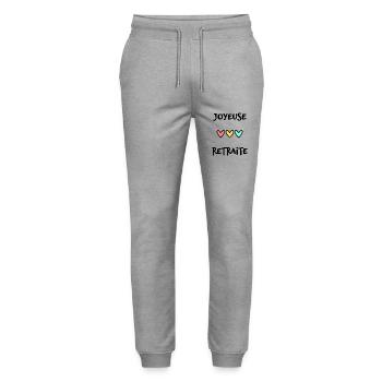 RETRAITE. RETRAITE. RETRAITEE. RETRAITE - Pantalon de jogging bio MOVER Stanley/Stella unisexe - gris chiné - Devant - Marisol (170cm) & Nik (191cm)