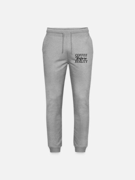 Coffee before reality - Stanley/Stella Mover Unisex Organic Jogging Trousers - heather grey