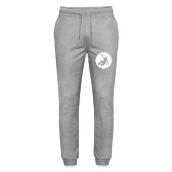 Drinking Beer Silhouette - Stanley/Stella Mover Unisex Organic Jogging Trousers - heather grey - Front - Marisol (170cm) & Nik (191cm)