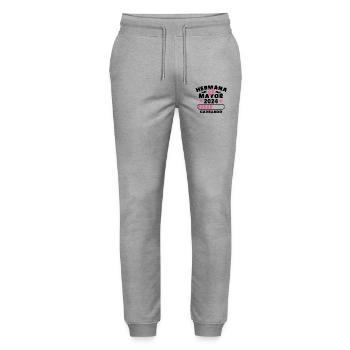 Grande Sœur 2024 - Pantalon de jogging bio MOVER Stanley/Stella unisexe - gris chiné - Devant - Marisol (170cm) & Nik (191cm)