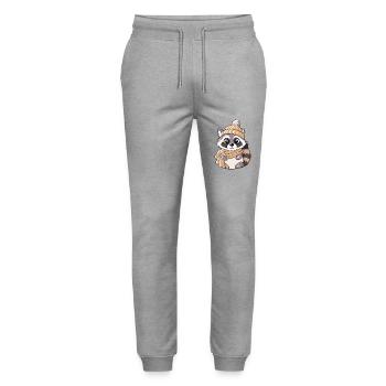 Raton laveur mignon avec écharpe et chapeau à pompon. - Pantalon de jogging bio MOVER Stanley/Stella unisexe - gris chiné - Devant - Marisol (170cm) & Nik (191cm)