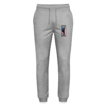 Unterstützen Sie Ihren Lokalen Pole Dancer Lineman - Stanley/Stella Unisex Bio Jogginghose Mover  - Grau meliert - Vorne - Marisol (170cm) & Nik (191cm)