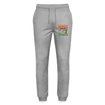 Bingo Mit Meinen Gnomies Lustiges Bingo - Stanley/Stella Unisex Bio Jogginghose Mover  - Grau meliert - Vorne - Marisol (170cm) & Nik (191cm)