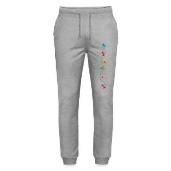 Blumenranke, Flowers - Stanley/Stella Unisex Bio Jogginghose Mover  - Grau meliert - Vorne - Marisol (170cm) & Nik (191cm)