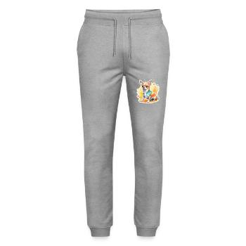 Chihuahua Wasserfarben - Stanley/Stella Unisex Bio Jogginghose Mover  - Grau meliert - Vorne - Marisol (170cm) & Nik (191cm)
