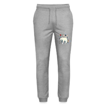 Floraler Eisbär - Stanley/Stella Unisex Bio Jogginghose Mover  - Grau meliert - Vorne - Marisol (170cm) & Nik (191cm)