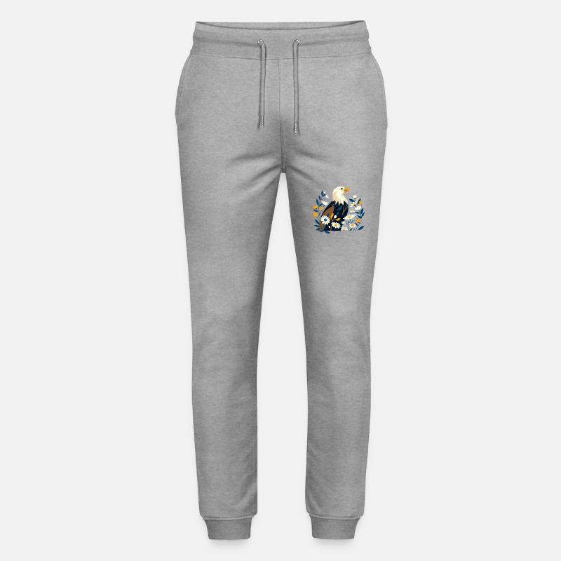 Aigle avec des fleurs - Pantalon de jogging bio MOVER Stanley/Stella unisexe - gris chiné