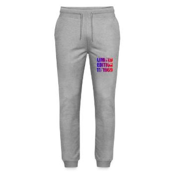 55th Birthday Limited Edition 11/1969 - Stanley/Stella Mover Unisex Organic Jogging Trousers - heather grey - Front - Marisol (170cm) & Nik (191cm)
