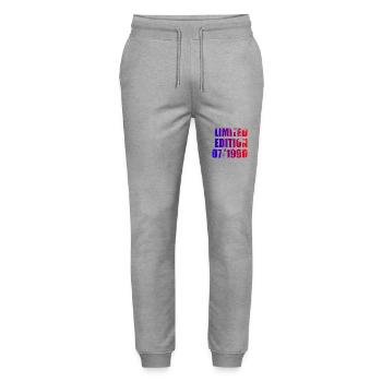 35th Birthday Limited Edition 07/1990 - Stanley/Stella Mover Unisex Organic Jogging Trousers - heather grey - Front - Marisol (170cm) & Nik (191cm)