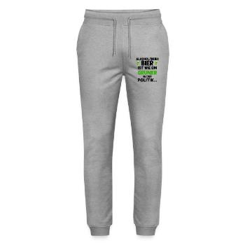 Alkoholfreies Bier ist wie ein grüner Politiker - Stanley/Stella Unisex Bio Jogginghose Mover  - Grau meliert - Vorne - Marisol (170cm) & Nik (191cm)