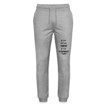 Je suis plus que parfait , je suis Oléronais - Pantalon de jogging bio MOVER Stanley/Stella unisexe - gris chiné - Devant - Marisol (170cm) & Nik (191cm)