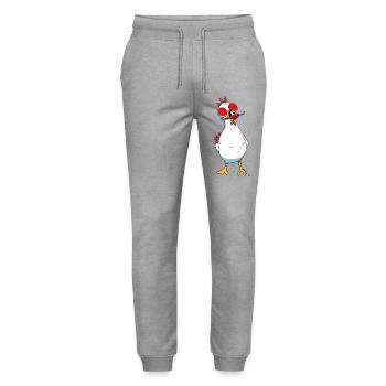 Pepperoni Chili Chicken Hot Poultry Poultry Spicy - Stanley/Stella Mover Unisex Organic Jogging Trousers - heather grey - Front - Marisol (170cm) & Nik (191cm)