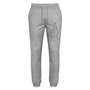 Coréen pour l’amour - Pantalon de jogging bio MOVER Stanley/Stella unisexe - gris chiné - Devant - Marisol (170cm) & Nik (191cm)