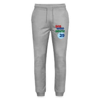 Bob turns 29 today - Stanley/Stella Mover Unisex Organic Jogging Trousers - heather grey - Front - Marisol (170cm) & Nik (191cm)