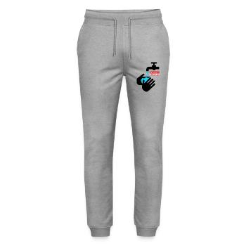 Sichere Handwäsche Illustration - Stanley/Stella Unisex Bio Jogginghose Mover  - Grau meliert - Vorne - Marisol (170cm) & Nik (191cm)