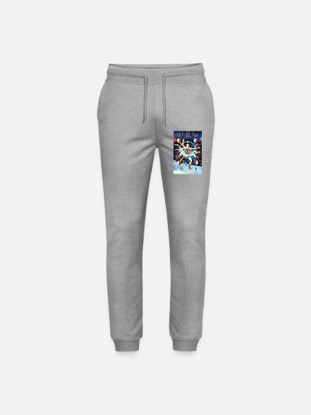 Astral Eye Mandala Surrealism waxtablet - Stanley/Stella Mover Unisex Organic Jogging Trousers - heather grey