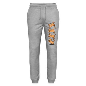 Funny Falling Cats Cartoon Cute Tabby - Stanley/Stella Mover Unisex Organic Jogging Trousers - heather grey - Front - Marisol (170cm) & Nik (191cm)