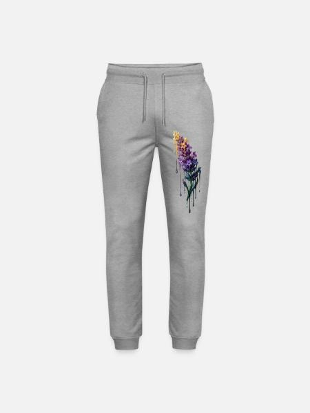 Lavendel mit tropfender Farbe - Stanley/Stella Unisex Bio Jogginghose Mover  - Grau meliert