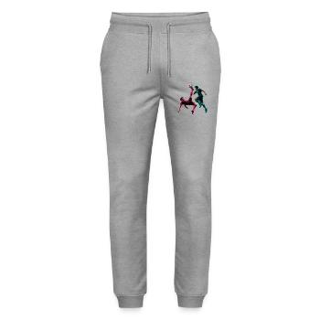 Fußball Fallrückzieher Neon Comic Spieler - Stanley/Stella Unisex Bio Jogginghose Mover  - Grau meliert - Vorne - Marisol (170cm) & Nik (191cm)