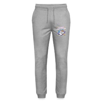 Cosmic Cat-titude – Intergalaktische Katzenpower - Stanley/Stella Unisex Bio Jogginghose Mover  - Grau meliert - Vorne - Marisol (170cm) & Nik (191cm)