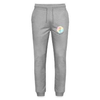 Yoga Mandala Saying – Find Strength in Stillness - Stanley/Stella Mover Unisex Organic Jogging Trousers - heather grey - Front - Marisol (170cm) & Nik (191cm)