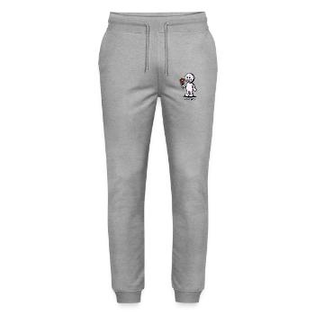 Stick figure with flower I LOVE YOU - Stanley/Stella Mover Unisex Organic Jogging Trousers - heather grey - Front - Marisol (170cm) & Nik (191cm)
