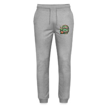 Lucky to be Irish – St. Patrick's Day Leprechaun - Stanley/Stella Mover Unisex Organic Jogging Trousers - heather grey - Front - Marisol (170cm) & Nik (191cm)