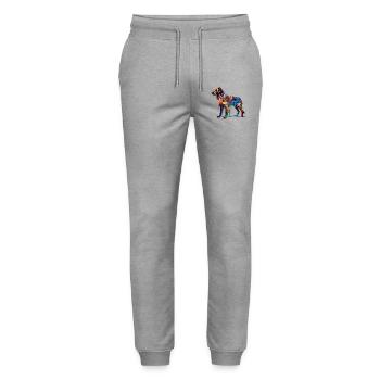Colorful Dog Silhouette: Masterpiece in Water - Stanley/Stella Mover Unisex Organic Jogging Trousers - heather grey - Front - Marisol (170cm) & Nik (191cm)