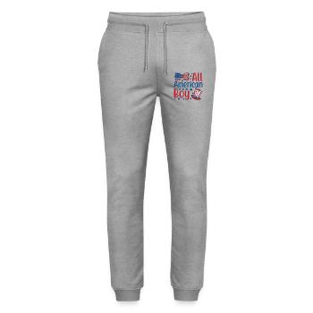 All American Boy Independence Day America - Stanley/Stella Mover Unisex Organic Jogging Trousers - heather grey - Front - Marisol (170cm) & Nik (191cm)